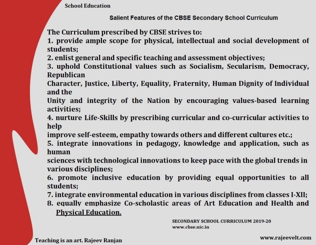 Salient Features of the CBSE Secondary School Curriculum