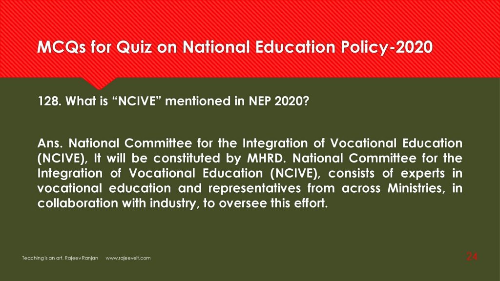 NEP 2020-Multiple Choices Questions for Competitive Exams- rajeevelt