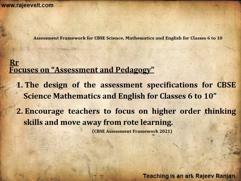 Assessment Framework for CBSE Science, Mathematics and English for Classes 6 to 10-rajeevelt