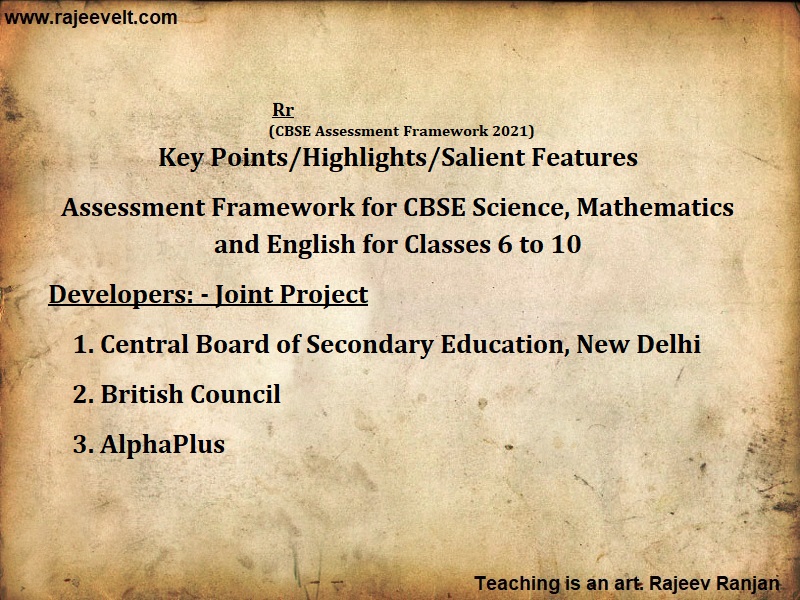 Assessment Framework for CBSE Science, Mathematics and English for Classes 6 to 10-rajeevelt