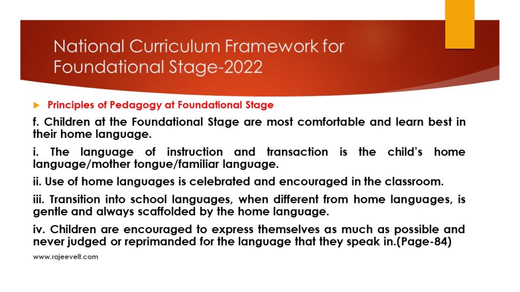 Principles of Pedagogy at Foundational Stage-National Curriculum Framework for Foundational Stage-2022