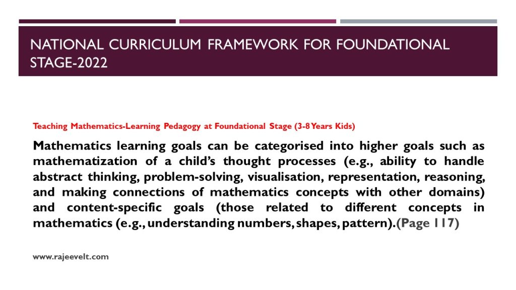 Teaching Mathematics-Learning Pedagogy at Foundational Stage (3-8 Years Kids)-rajeevelt
