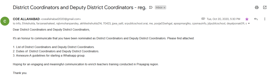 District Coordinator-Teacher Training-Jaunpur-COE-Praygraj